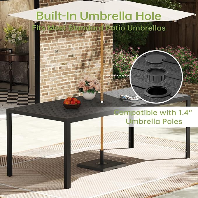 PIZZELLO 7 Piece Patio Dining Set with 6 Outdoor Swivel Dining Chairs and 83" Rectangular Dining Table, All Weather Textilene Patio Chair and Metal Table for Deck Lawn Garden