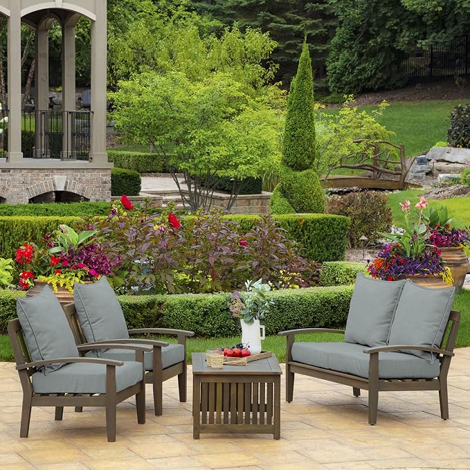 Arden Outdoor Deep Seat Cushion Set, Foam, 4-Pack, 24x24, Stone Grey | Sofa, Couch, Conversation Set, Premium High-Density Foam, Never Flattens, Mold and Mildew Resistant