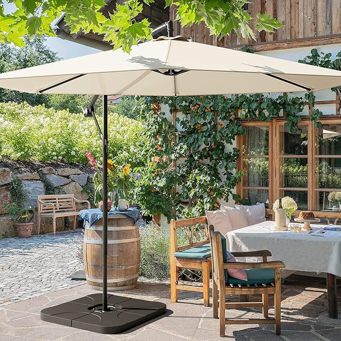 Greesum Patio Umbrella, Outdoor Table Umbrella with Push Button Tilt, Crank and 8 Sturdy Ribs