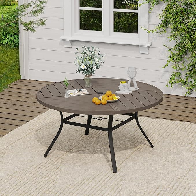 VICLLAX 7 Pieces Patio Dining Set, Patio Furniture Set of 6 Patio Swivel Dining Chairs and 50" Patio Spliced Round Tabletop, Grey Chairs & Antique Grey Tabletop