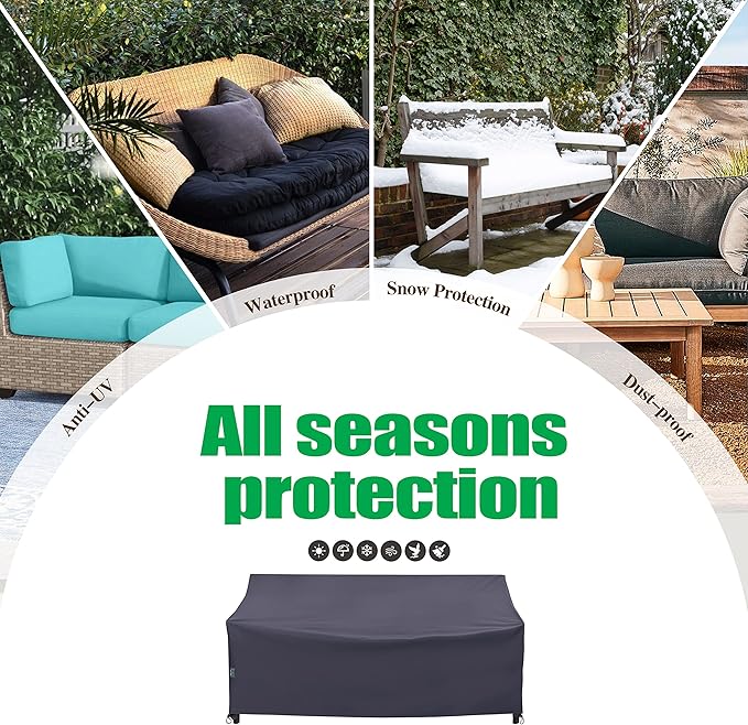 F&J Outdoors Heavy Duty Waterproof UV Resistant I Shape 3Seater Patio Sofa Cover, Grey, 82" W x 39" D x 36" H