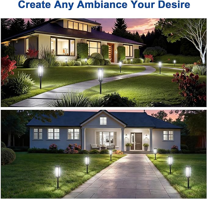 Solar Pathway Lights Outdoor,4 Pack Cool Garden Lights Solar Powered Waterproof IP65,Auto On/Off Outdoor Light for Lawn Patio Walkway Driveway Decor Landscape Lighting