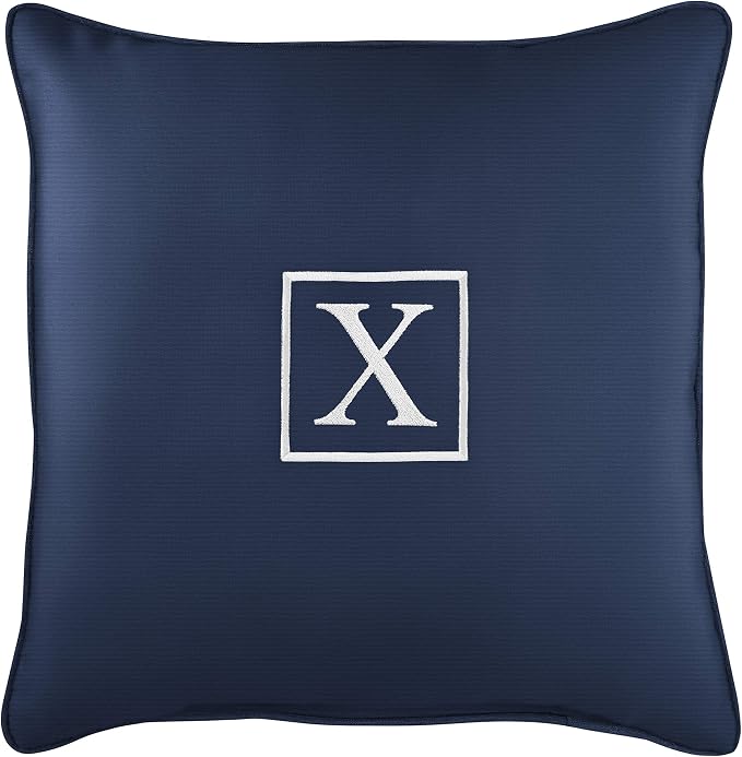 Sorra Home Trupedic x Sunbrella - Monogram Lumbar Pillows, 13in x 20in, Canvas Navy, Initial C