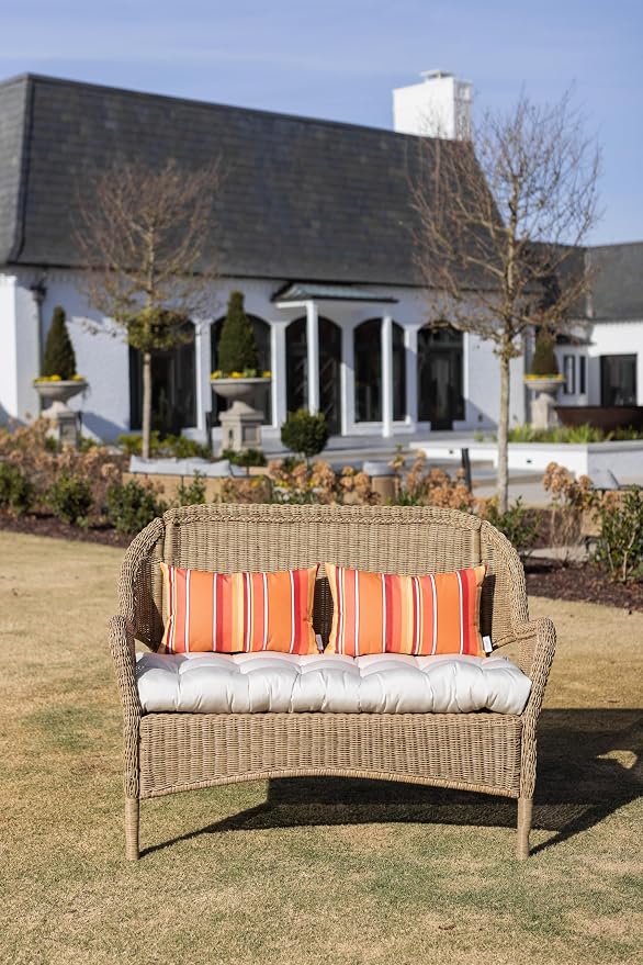 RSH DECOR: Sunbrella Lumbar Throw Pillows Set of 4 | 20" x 12" | Water and Fade-Resistant Performance Fabric | Outdoor Pillow Covers with Down-Alternative Inserts | Dolce Mango