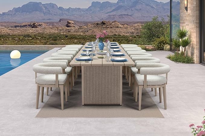 PURPLE LEAF Patio Dining Set 13 Pieces Luxury Modern Conversation Set Aluminum Large Rectangle Dining Table and Chairs with Olefin Cushion Outdoor Furniture Set for Garden Porch Deck Backyard
