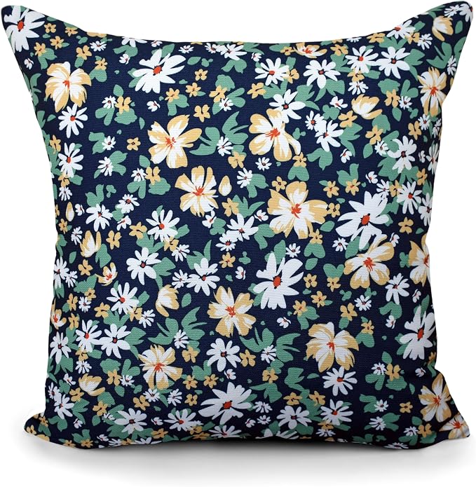 COZY TRENDS Decorative Indoor Outdoor Waterproof Throw Pillows with Inserts - Stylish Comfort for Your Patio Furniture, Garden Chairs, or Indoor Décor 18x18 Inches | Set of 2 (Blue)