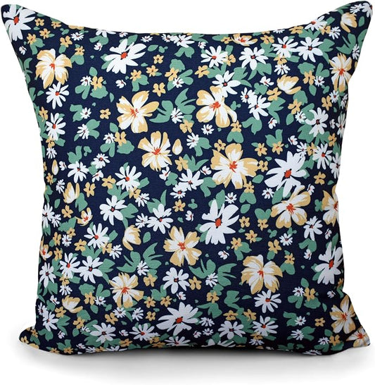 COZY TRENDS Decorative Indoor Outdoor Waterproof Throw Pillows with Inserts - Stylish Comfort for Your Patio Furniture, Garden Chairs, or Indoor Décor 18x18 Inches | Set of 2 (Blue)