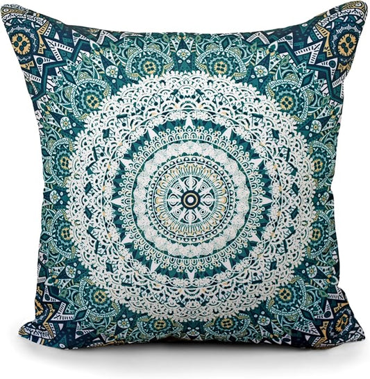 COZY TRENDS Decorative Indoor Outdoor Waterproof Throw Pillows with Inserts - Stylish Comfort for Your Patio Furniture, Garden Chairs, or Indoor Décor 18x18 Inches | Set of 2 (Green)