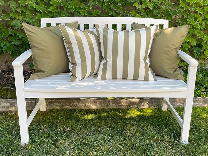 Pack of 2 Outdoor 20''x20'' Waterproof Striped Throw Pillow Covers Decorative Square Cushion Patio Pillows for Patio Furniture (Martini Olive)