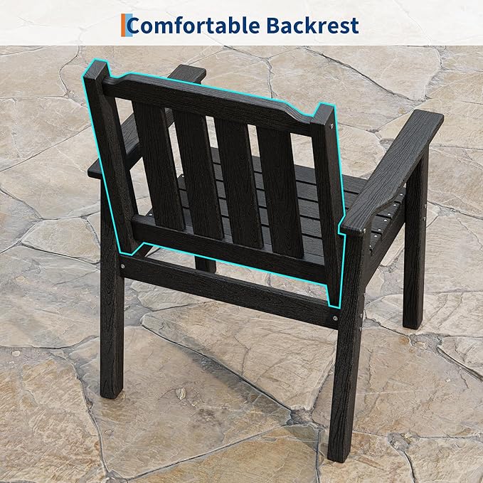 GarveeLife Outdoor Dining Chairs Set of 4, HDPE Patio Chairs 650LBS Capacity All-Weather Yard Armchair with Slatted Seat, 23.9" Wide Heavy Duty Modern Backyard Furniture for Garden, Poolside, Deck