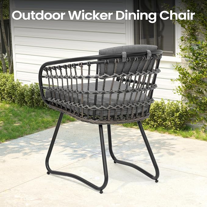 Pellebant 9-piece Outdoor Dining Set for 6-8 - Weather-Resistant Patio Dining Furniture Set, 94" Aluminum Outdoor Table with Umbrella Hole, Wicker Chairs with Cushion for Deck, Porch, Backyard, Gray