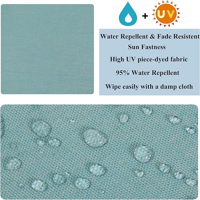 FUNHOME Outdoor Cushion Covers 22 x 20 x 4 Inch, No Insert! 2 Pack Water Repellent Patio Chair Seat Cushion Slip Covers with Zipper and Tie, Replacement Cover Only(Aqua Leala)