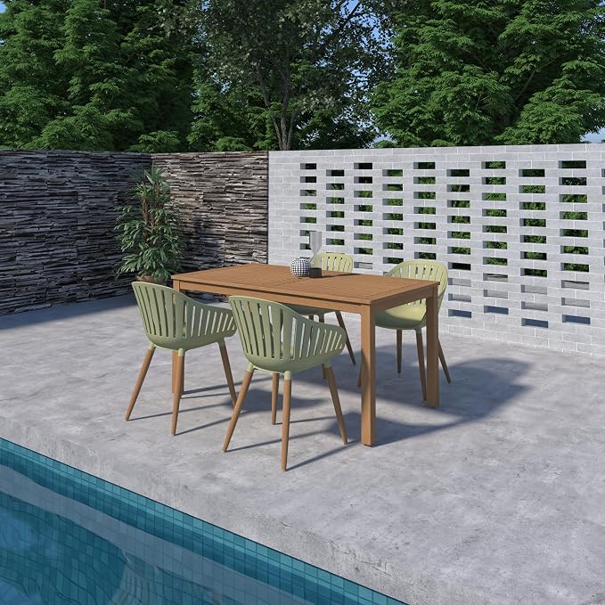 Urban Elements Lowa 5-Piece |Teak| Rectangular Patio Dining Set for 4 Ideal for Enjoy with Family and Friends