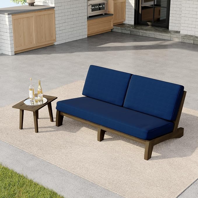 2 Pieces Patio Furniture Sets, All-Weather Outdoor Wood Bistro Set Patio Conversation Side Table Chiars and Patio Loveseat for Balcony, Backyard