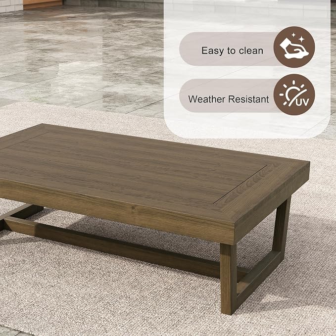 4 Pieces Patio Furniture Sets, All-Weather Outdoor Wood Bistro Set Patio Conversation Coffee Table Chiars and Patio Loveseat for Balcony, Backyard