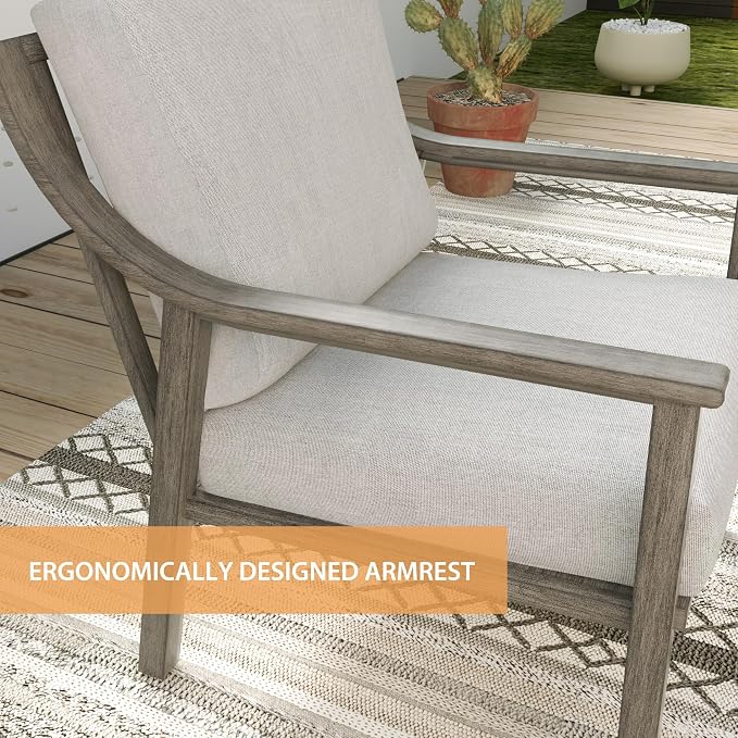 HAPPATIO 4-Piece Patio Furniture Set - Outdoor Aluminum Patio Conversation Set Includes 1 Loveseat, 2 Armchairs, and 1 Coffee Table, Perfect for Porch, Deck, Garden, (Grey)