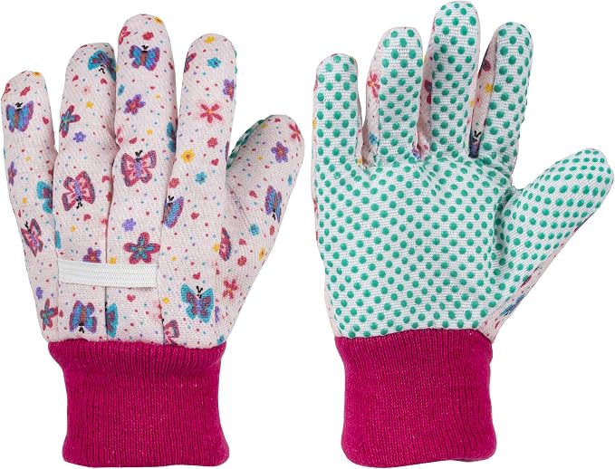 PROMEDIX P Kids Garden Gloves 3-6 Years Old Children Gardening Gloves, 2- Pair Pack，Pink