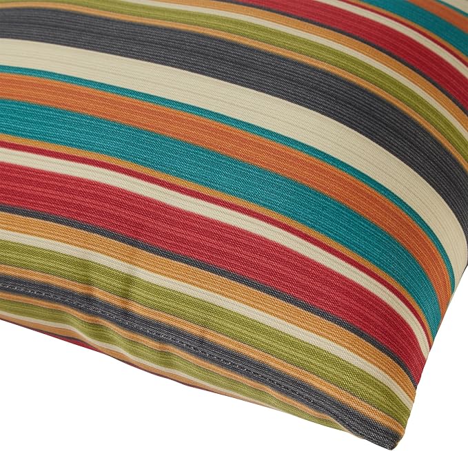 Greendale Home Fashions Outdoor 17-inch Square Decorative Throw Pillow, 2-Pack, Adobe Stripe