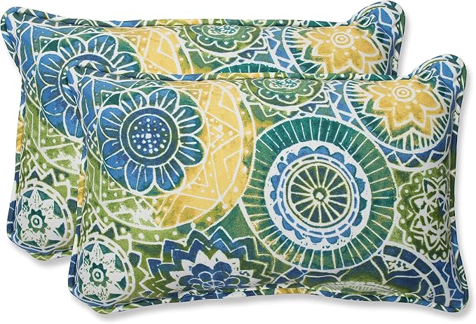 Pillow Perfect Rectangular Throw Pillow, Omnia Lagoon, Set of 2, Blue