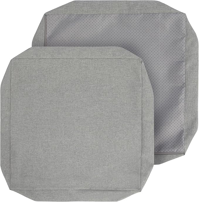FUNHOME Outdoor Cushion Covers 22 x 22 x 4 inch,Set of 2,Non-Slip Grips Bottom,Replacement Cushion Covers for Garden Patio Furniture Couch Chair,Fade-Resistant Slipcover Only,No Insert(Light Gray)