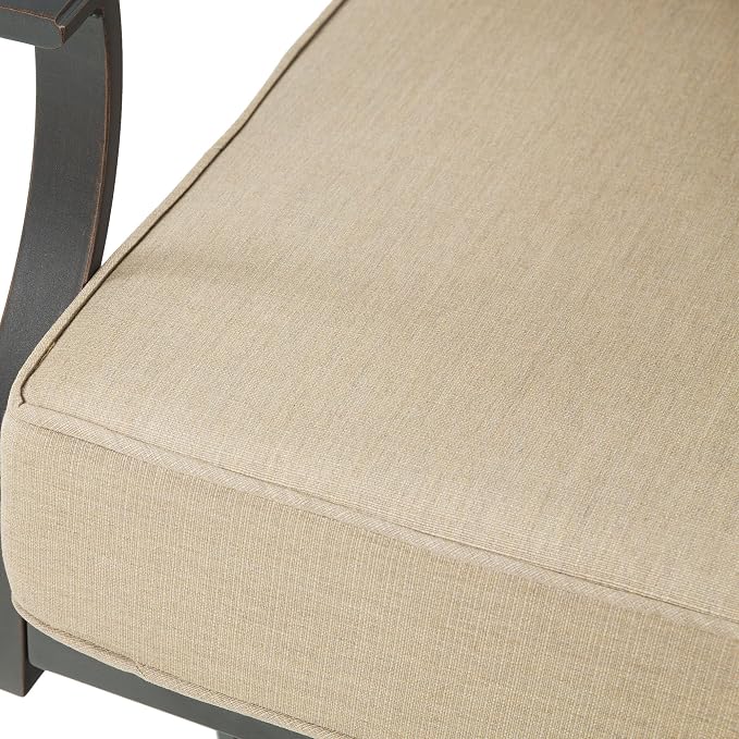 PEAK HOME FURNISHINGS Tamarin Outdoor Swivel Conversation Set in Bronze Aluminum with Ottoman