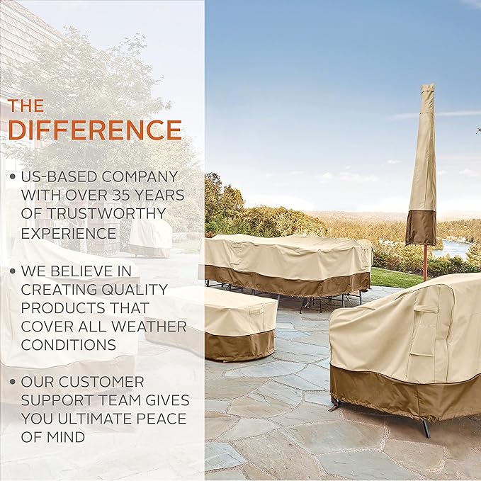 Classic Accessories Veranda Water-Resistant 88 Inch Rectangular/Oval Patio Table & Chair Set Cover, Outdoor Table Cover