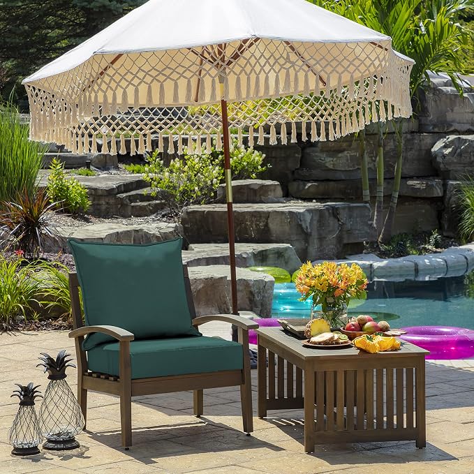 Arden Outdoor Deep Seat Cushion Set, 2-Pack, 24x24, Peacock Blue Green | Outdoor Sofa, Couch, Conversation Set, Weather-Proof, Rain-Proof, Fade Resistant for Chair, Mold and Mildew Resistant