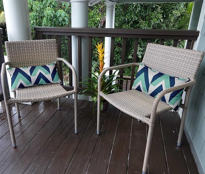 Indoor/Outdoor Polyester Fabric Lumbar Pillow Cover, All-Weather Waterproof Rectangular Cushion Case for Patio Furniture, 16 x 24 Set of 2 - Abstracts-85