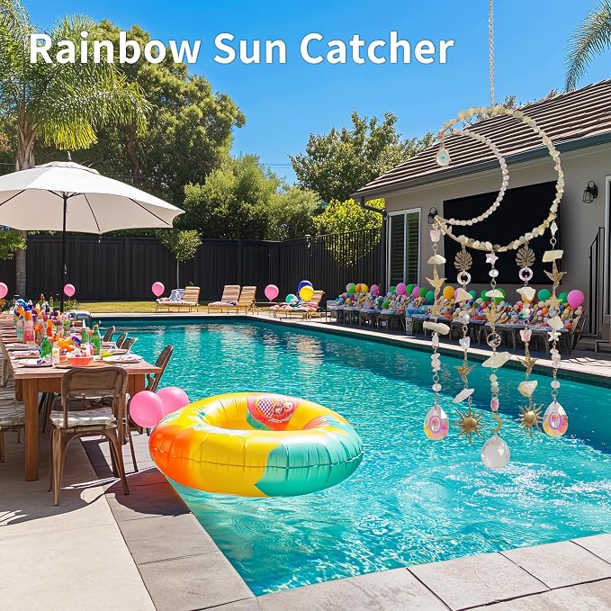 Crystal Suncatchers - Dreamsum Crystals Suncatcher for Window Hanging | Wind Chime, Garden Sun Catchers with Crystals, Rainbow Maker Indoor Outdoor Decor Handmade Gold Plated Suncatcher