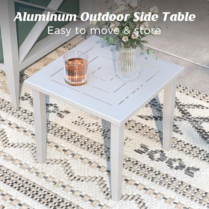 Aluminum Outdoor Patio Furniture Set, 8-Piece Outdoor Sectional with 5.2" Thick Cushions, Patio Conversation Sets for Backyard,(White,7 Seats)