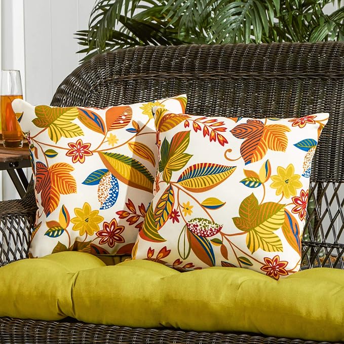 South Pine Porch Outdoor 17-inch Square Accent Pillow (Set of 2), Esprit Floral