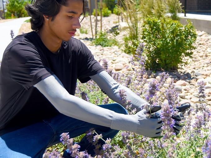 Long Sleeve Gardening Gloves Protection Sleeves, No-Slip Grip & Full Arm Guard Garden Cuffs; Durable, Protective