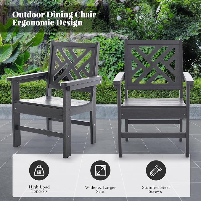HDPE Dining Table Set for 10,12-Piece Outdoor Table and Chairs Include 10 Dining Chairs and 2 Pcs 62.5" Patio Dining Table with Umbrella Hole (Gray)