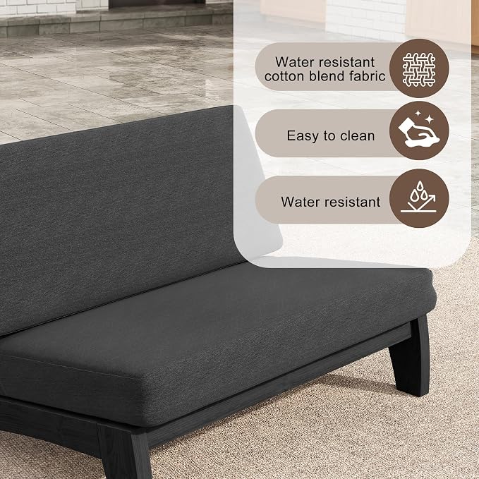 3 Pieces Patio Furniture Sets, All-Weather Outdoor Wood Bistro Set Patio Conversation Coffee Table Chiars and Patio Loveseat for Balcony, Backyard