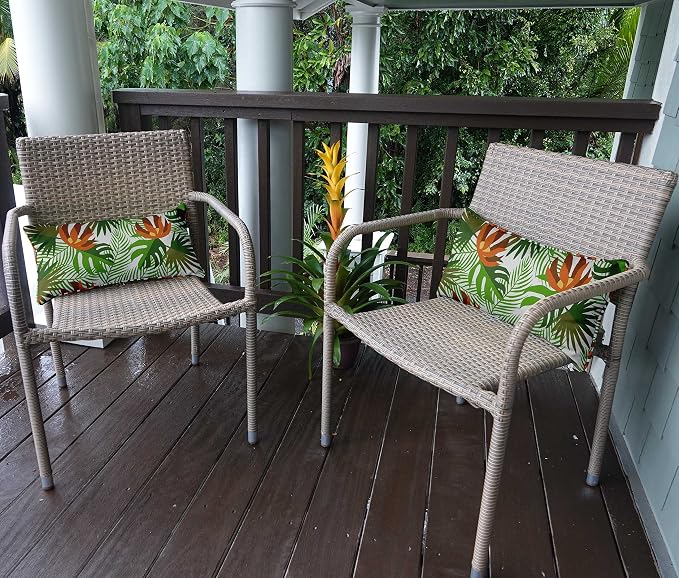 Indoor/Outdoor Polyester Fabric Lumbar Pillow Cover, All-Weather Waterproof Rectangular Cushion Case for Patio Furniture, 12 x 24 Set of 2 - Tropical-31