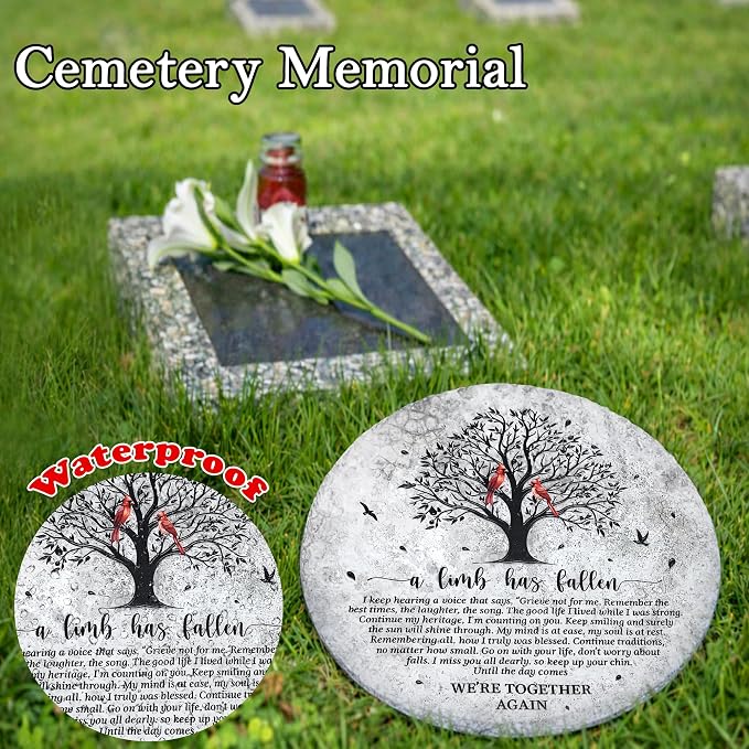 8'' Memorial Garden Stone for Loss of Loved One, Garden Stones in Memory of Loved Ones, Sympathy Gift Fathers Day, Weatherproof Outdoor Memorial Plaques, Remembrance Natural Stone with Stand HS8-8