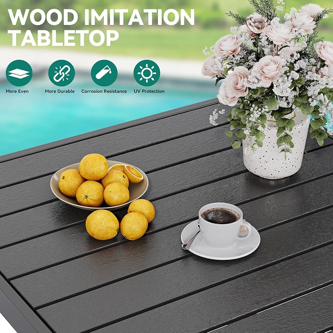 YITAHOME Stackable Patio Dining Set for 8, Breathable Outdoor Dining Set w/75 Aluminum Patio Table & 8 Stackable Patio Chairs Set, All Weather Outdoor Patio Dining Set for Backyard Deck Porch, Black