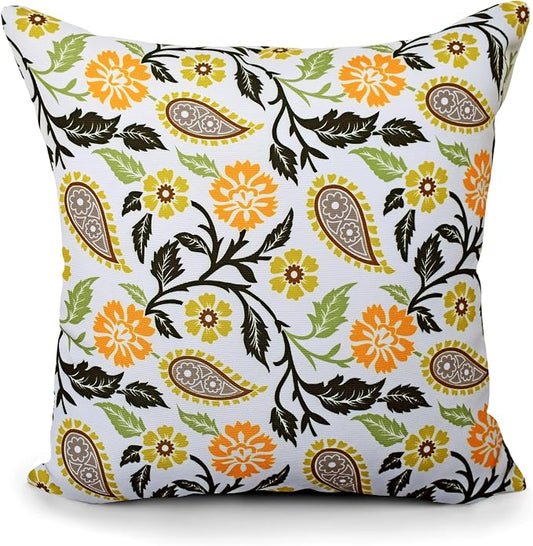 COZY TRENDS Decorative Indoor Outdoor Waterproof Throw Pillows with Inserts - Stylish Comfort for Your Patio Furniture, Garden Chairs, or Indoor Décor 18x18 Inches | Set of 2 (Orange)