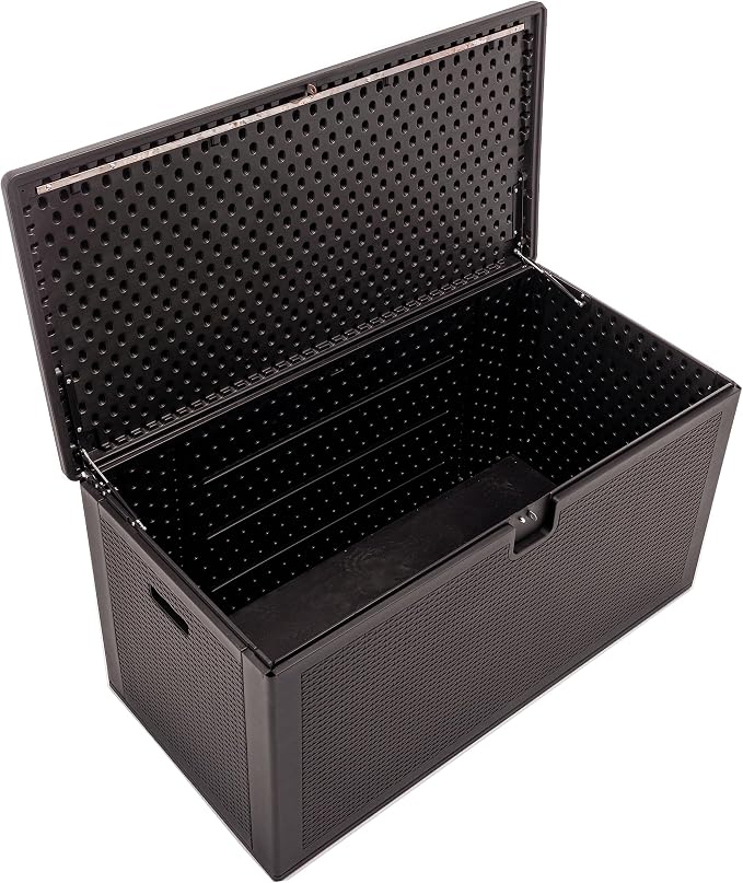 BTExpert Set of 2, 150 Gallon Extra Large Deck Box Outdoor Storage Container for Patio Furniture Cushions Garden Tools Pool Supplies Sports Equipment Waterproof Lockable Steel Rod Metal insert