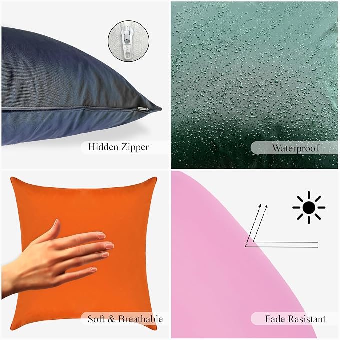 A1 HOME COLLECTIONS A1HC Luxurious Outdoor Waterproof Pillow Covers 18x18 Inches (Pack of 2, Cloud Burst), Throw Pillow Covers for Pool Areas, Garden, Sofa, Chairs, Beds, Tent, Patio