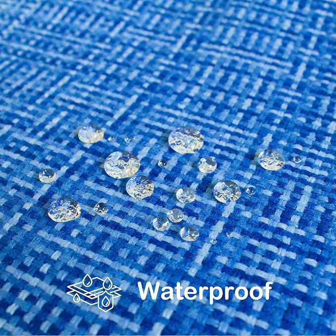 Kevin Textile Outdoor Waterproof 12"x20" Lumbar Pillow Covers 2 Pack, Blue | Water Resistant, Faux Linen Yarn-dyed, Woven Texture Throw Pillow Covers for Tent Patio Garden Couch Sofa