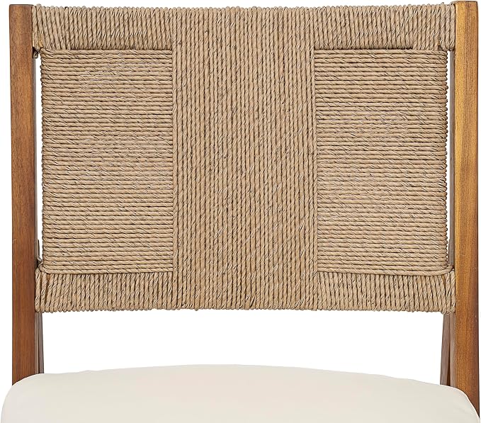 Christopher Knight Home 7 Piece Outdoor Dining Set, 71" Acacia Wood Patio Table with 6 Light Brown Wicker Chairs and Cream Cushions, Teak Finish Wood Dining Table Set for Backyard Garden Porch Deck