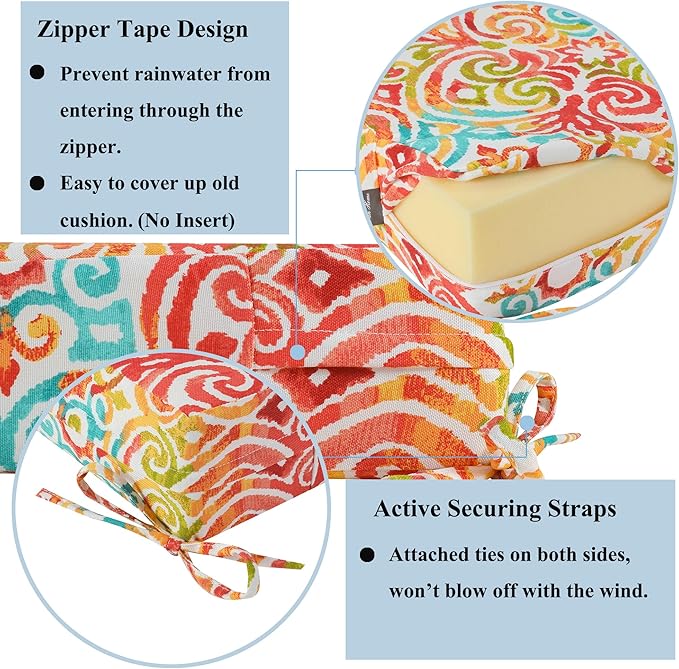 FUNHOME Outdoor Chair Cushion Covers 2 Pack, No Insert! Patio Cushion Covers Replacement 20" x 18" x 4", Water Resistant Chair Cushion Slipcovers, Corinthian Dapple (Covers ONLY)