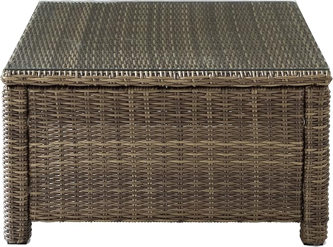 Crosley Furniture Bradenton 4-Piece Outdoor Sectional Sofa Wicker Conversation Patio Furniture Set for Deck, Brown with Sand Cushions