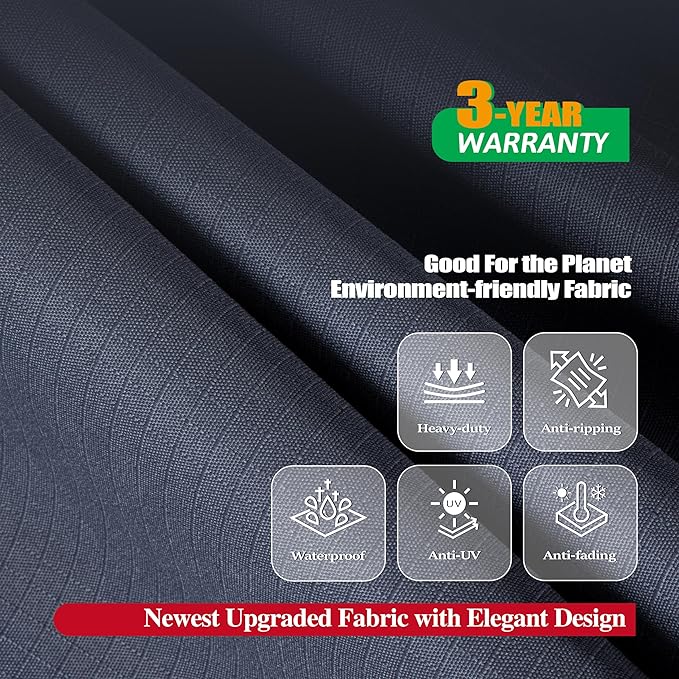 F&J Outdoors Waterproof Anti-UV Heavy Duty 3 Seater Cushion Patio Sofa Cover, Grey, 87" W x 39" D x 36" H
