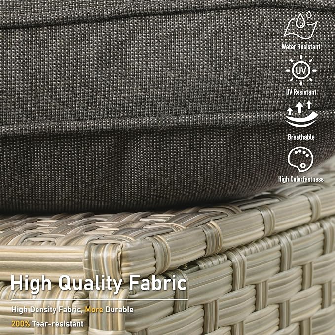 HOOOWOOO 5 Piece Patio Furniture Conversation Sets with Swivel Rocking Chairs,Outdoor Wicker Furniture with LED Tablet,All Weather Resistant High Back Rattan Conversational Set(Black)
