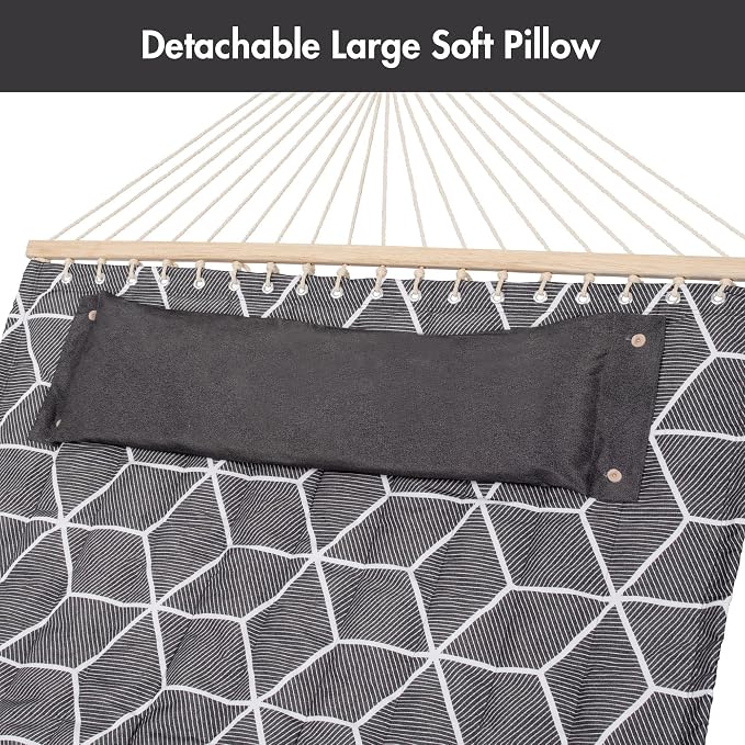 ANOW Double Hammock with Stand Included, 2 Person Hammock with Stand for Outside, 450 LBS Weight Capacity, Gray Cube