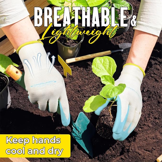 HANDLANDY 2/3/6 Pairs Womens Gardening Gloves, Garden Gloves for Women | Breathable Latex Free Nitrile Coated Ladies Yard Working Gloves, for Gardening, Landscaping, Weeding, Pruning, Gardener Gift