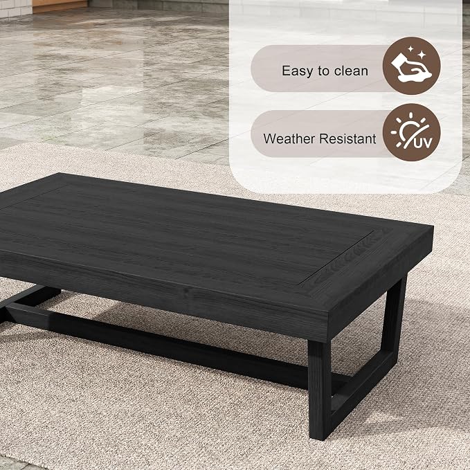 3 Pieces Patio Furniture Sets, All-Weather Outdoor Wood Bistro Set Patio Conversation Coffee Table Chiars and Patio Loveseat for Balcony, Backyard