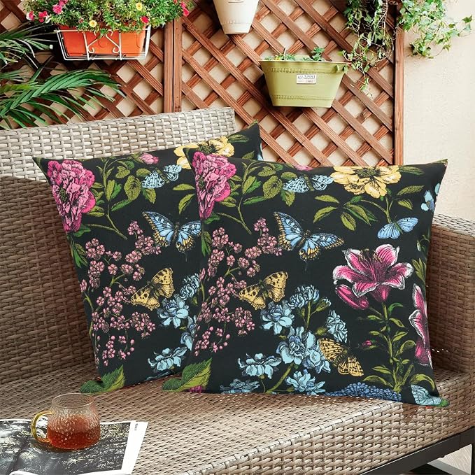 FUNHOME Outdoor Pillow Covers 18x18 Inch Pack of 2, No Insert | Square Throw Pillow Covers, Water-Repellent, Modern Pillow Cases for Sofa Patio Couch Decoration